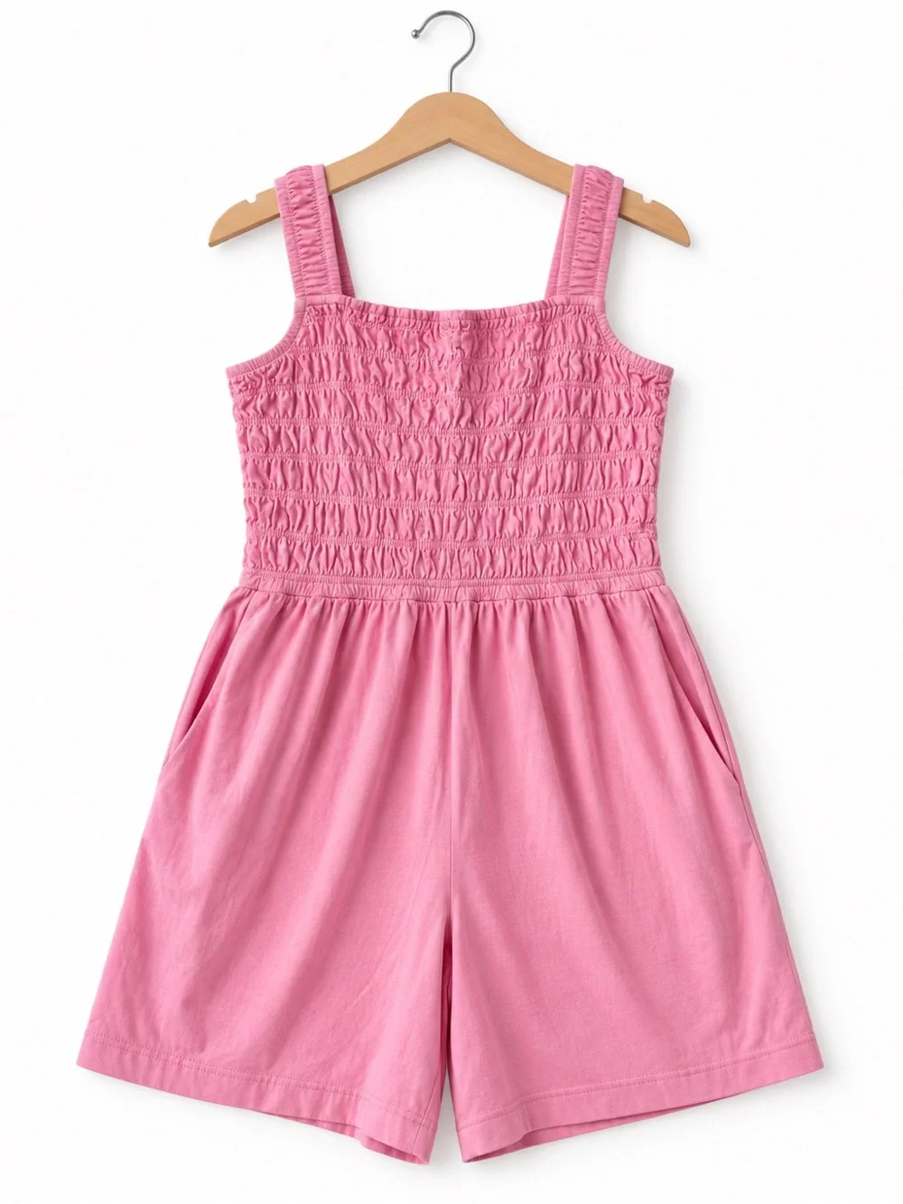 Old Navy Pink Smocked Cotton Romper Shorts